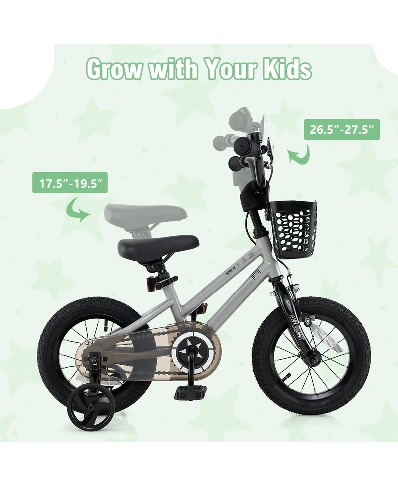 Mecale Kids Bike with Basket and Training Wheels for Children