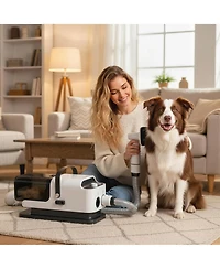 PawHut 5 in 1 Dog Grooming Vacuum & Dryer w/ Clipper for Shedding Pet Hair