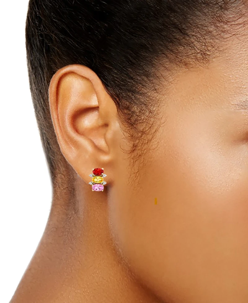 Macy's Multicolor-Sapphire (2-1/4 ct. t.w.) Stud Earrings in 14k Yellow Gold