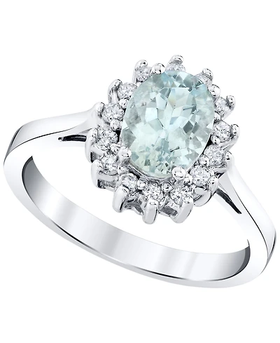 Macy's Aquamarine (1-1/10 ct. t.w.) & Diamond (1/5 ct. t.w.) Ring in 14k White Gold