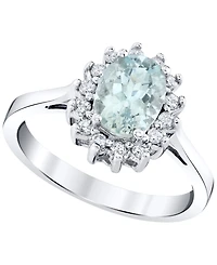 Macy's Aquamarine (1-1/10 ct. t.w.) & Diamond (1/5 ct. t.w.) Ring in 14k White Gold