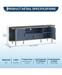 Gaomon Fluted Tv Stand with Faux Marble Top, Elegant Modern Media Console