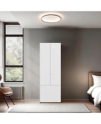 Fm Furniture Tolleson 3-Door Tall Wardrobe Cabinet with 4 Shelves – Freestanding Storage Armoire for Bedroom or Entryway, White