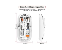 Risokeys Transparent Tri Mode Wireless Mouse Rechargeable Silent 800 1200 1600 Dpi Office Mouse