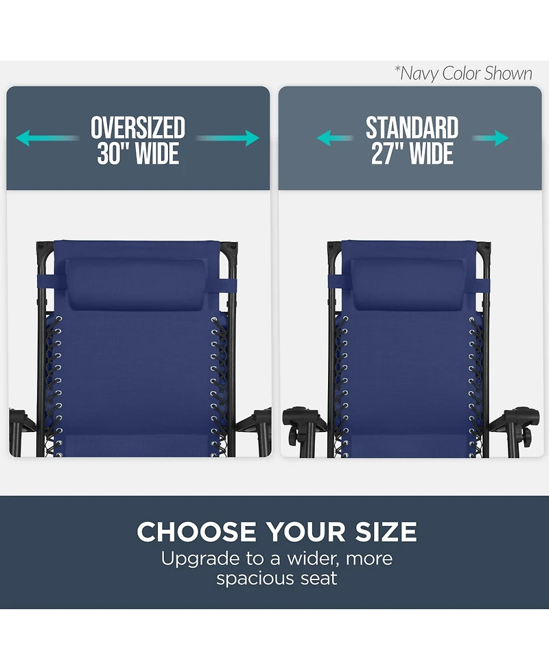 Best Choice Products 30” Extra Wide Folding Zero Gravity Patio Lounge Chair w/Adjustable Canopy Shade