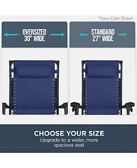 Best Choice Products 30” Extra Wide Folding Zero Gravity Patio Lounge Chair w/Adjustable Canopy Shade
