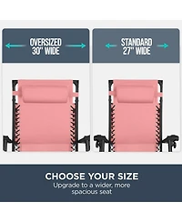 Best Choice Products 30” Extra Wide Folding Zero Gravity Patio Lounge Chair w/Adjustable Canopy Shade