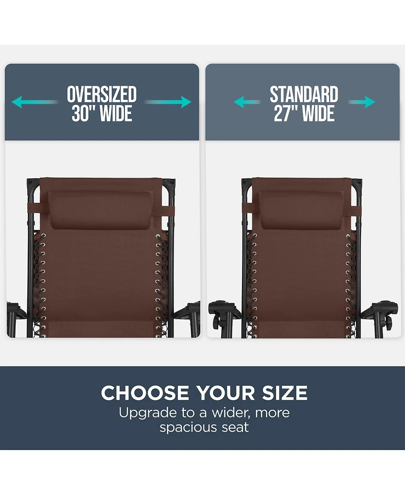 Best Choice Products 30” Extra Wide Folding Zero Gravity Patio Lounge Chair w/Adjustable Canopy Shade