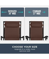 Best Choice Products 30” Extra Wide Folding Zero Gravity Patio Lounge Chair w/Adjustable Canopy Shade