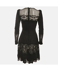 Pre-Owned Dolce & Gabbana Women's Black Brocade Mesh Floral Lace Mini Dress