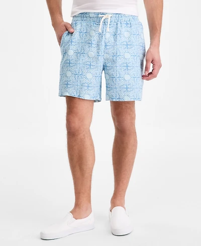 Sun + Stone Men's Printed Linen Blend 6" Pull-On Shorts, Macy's Exclusive