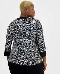 Jm Collection Plus Lace-Up 3/4-Sleeve Knit Top, Macy's Exclusive