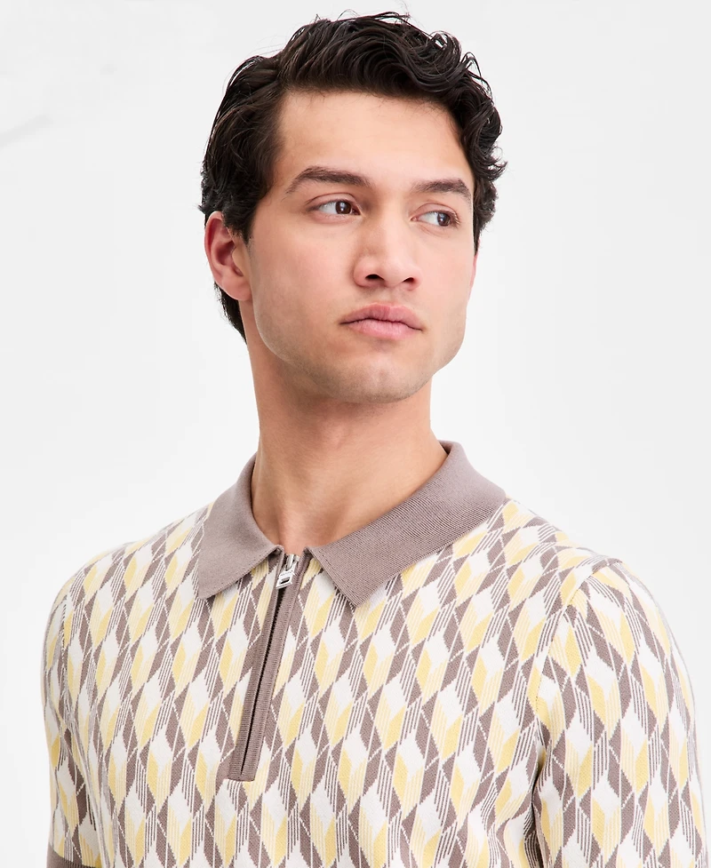Hugo Boss Men's Jacquard Half-Zip Short-Sleeve Polo Shirt