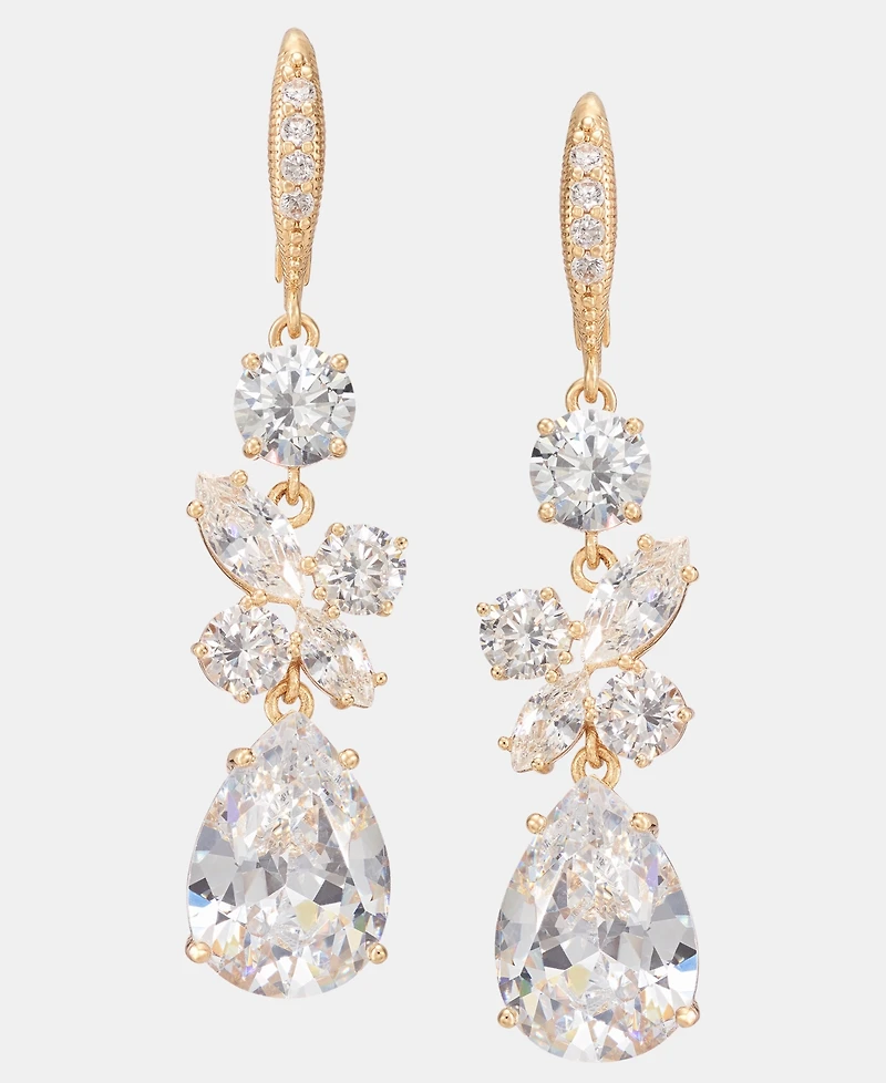 Givenchy Cubic Zirconia Cluster Triple Drop Earrings