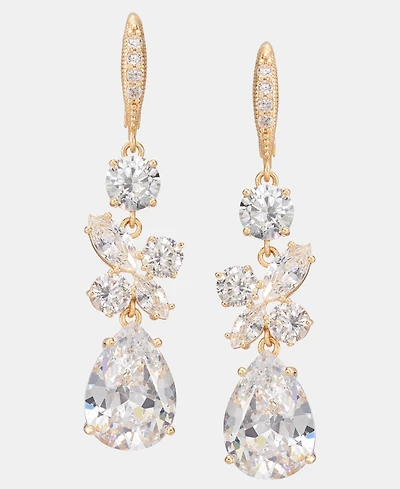 Givenchy Cubic Zirconia Cluster Triple Drop Earrings