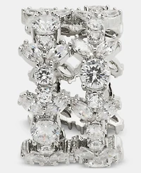 Givenchy Silver-Tone Statement Drama Cubic Zirconia Two-Row Ring