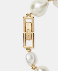 Givenchy Pave Nugget & Imitation Pearl Flower Statement Flex Bracelet