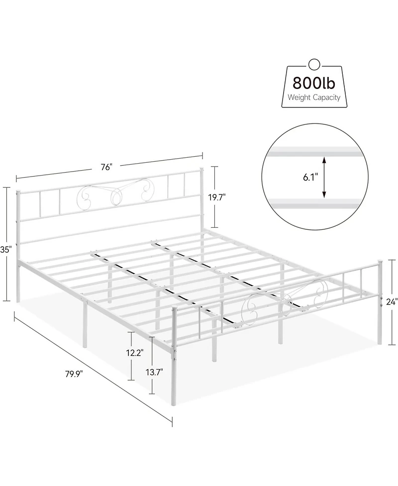 gaomon King Metal Bed Frame with Headboard and Footboard, Steel Slat Platform