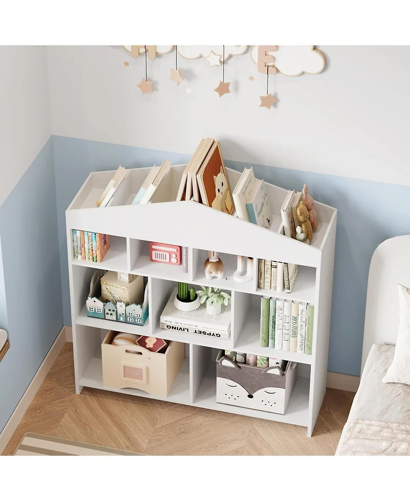 gaomon Toy Storage Organizer, 9 Cubby Kids Bookshelf and Playhouse Cabinet