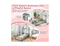 Slickblue House Style Twin Floor Bed with Decorative Headboard - 48