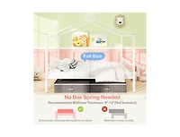 Slickblue Kids Full Metal House Bed with Roof Frame and Fabric Drawers - 56