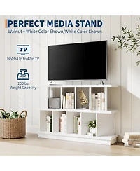 Gaomon 8 Cube Bookcase, Low Open Wood Storage Shelf with Removable Back Panels, Freestanding Bookshelf