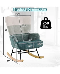 Slickblue Nursery Rocking Chair with Ergonomic Armrests and High Back