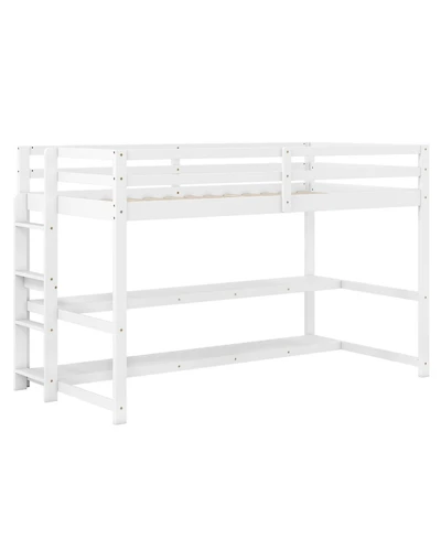 Slickblue Loft Bed Twin Size with Built-In Storage and Ladder - 42