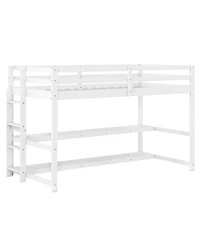 Slickblue Loft Bed Twin Size with Built-In Storage and Ladder - 42