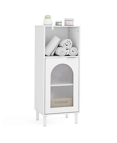 Volenca Wood Bathroom Floor Storage Cabinet Organizer with Adjustable Shelf