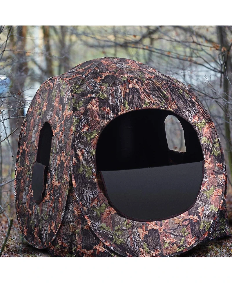 Mecale Portable Pop-Up Ground Camo Hunting Blind Enclosure, Surround View Shelter