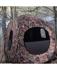 Mecale Portable Pop-Up Ground Camo Hunting Blind Enclosure, Surround View Shelter
