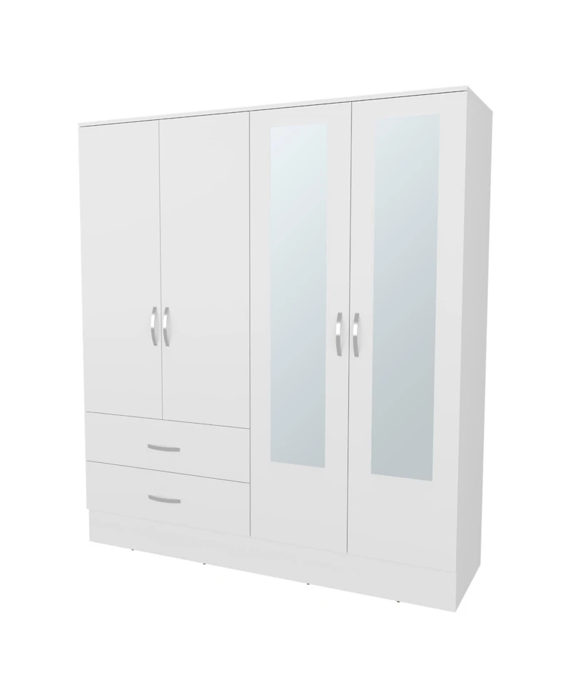 Fm Furniture Hilda Wardrobe Multistorage with Two Mirrors, White