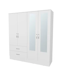 Fm Furniture Hilda Wardrobe Multistorage with Two Mirrors, White