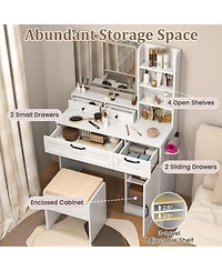 Volenca Vanity Set with Lighted Mirror, 3 Lighting Modes, and Adjustable Brightness