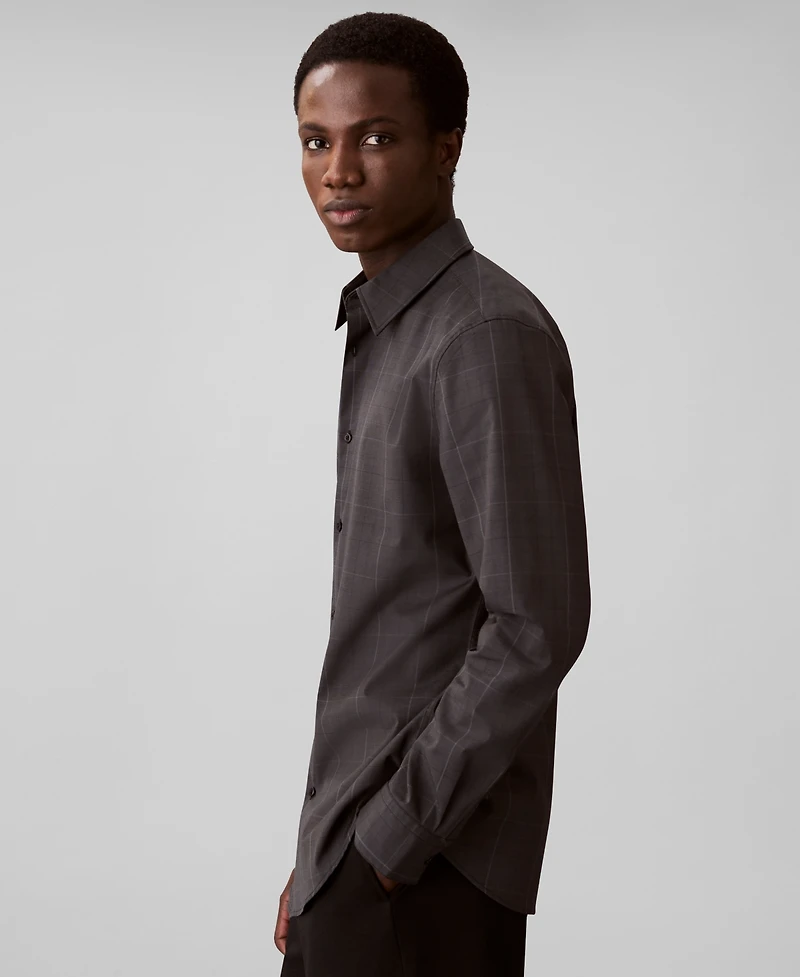 Calvin Klein Men's Grid Supima Stretch Slim-Fit Shirt