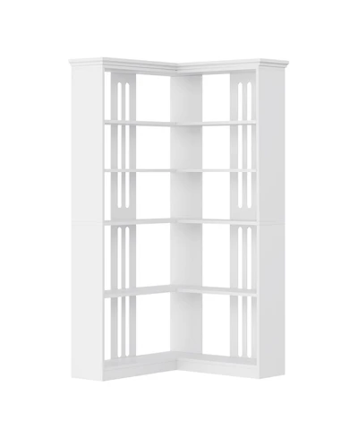 gaomon Farmhouse Bookshelf Corner Bookcase 72.8” Large Bookcase Wood Bookshelf Tall L Shaped Bookshelf 5 Tier Corner Shelf Display Rack Etagere