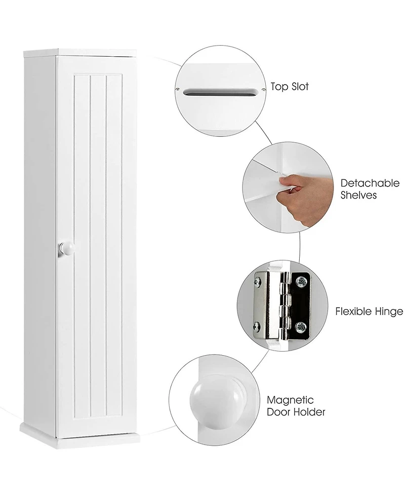 Volenca Freestanding Toilet Paper Holder Stand with 4 Shelves and Top Slot