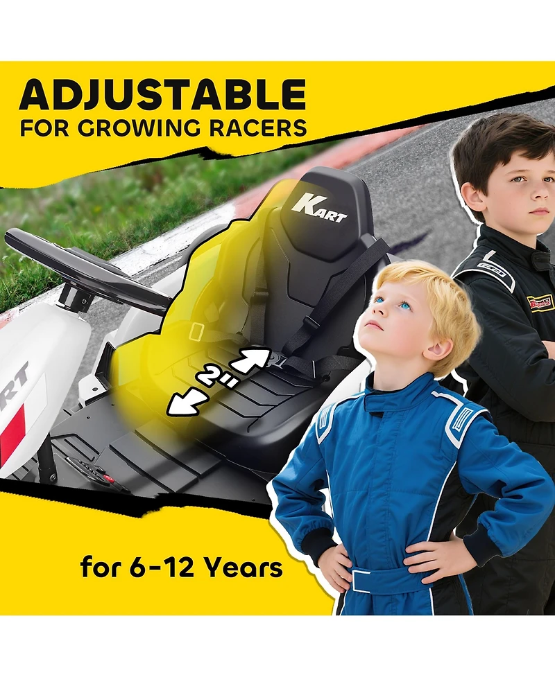 Qaba 24V Electric Go Kart, Kids Drift Kart with Dual 150W Motors,