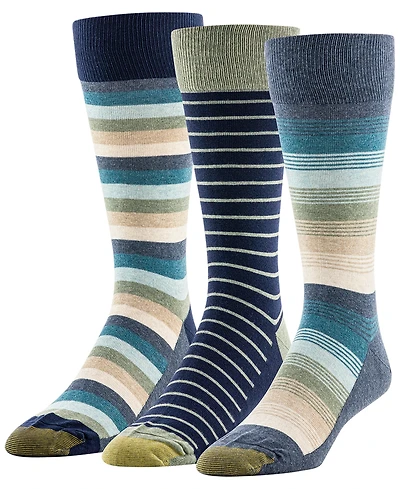 Gold Toe Men's Block Stripe Crew Socks, 3-Pack
