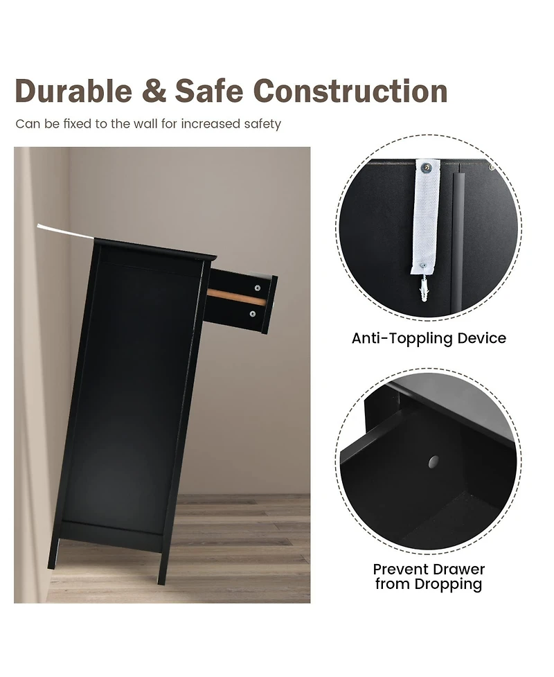 Volenca 2-Door Freestanding Bathroom Cabinet with Drawer and Adjustable Shelf