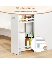 Volenca Small 4-Tier Bathroom Storage Cabinet with Slide-Out Drawers, Casters for Easy Move