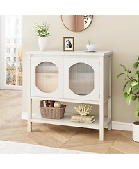 gaomon Buffet Storage Cabinet Wood 35.4" Sideboard Buffet Cabinet with Adjustable Shelf & Glass Doors Accent Cabinet Farmhouse Kitchen Storage Ca