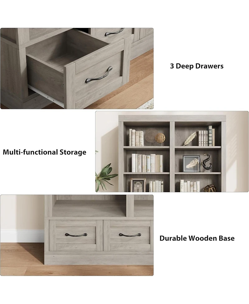 gaomon 74.5" Tall Bookshelf with Double Storage, 6-Tier Large Bookshelf, Double Wide Bookshelves w/ 12 Cubbies