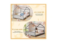 Slickblue Montessori Full Floor Bed with House Frame and Headboard