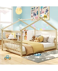 Slickblue Montessori Full Floor Bed with House Frame and Headboard