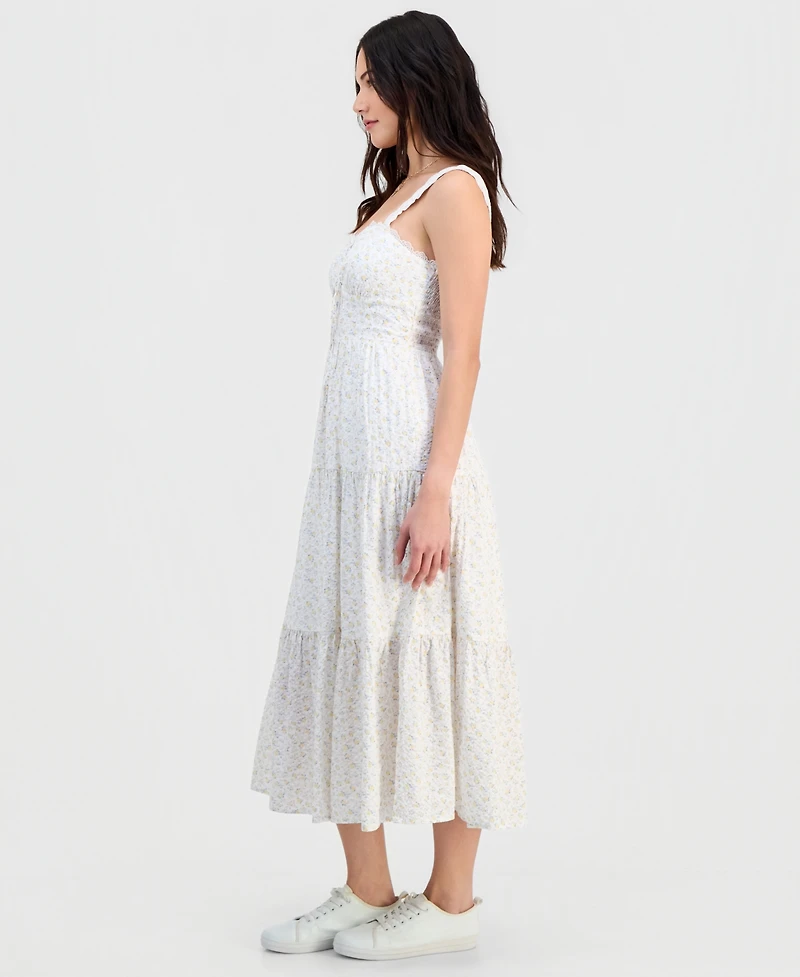 Self Esteem Juniors' Ditsy Floral Sweetheart-Neck Maxi Dress