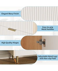 "Gaomon Fluted Sideboard Buffet Cabinet with Storage, Modern Coffee Bar Cabinet with Adjustable Shelves & 2 Drawers, Wood Console for Kitchen