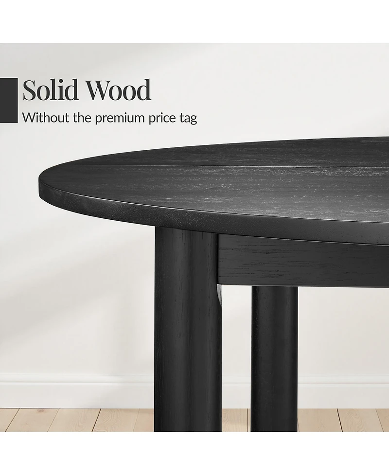 Best Choice Products 47In Round Solid Wood Dining Table, Modern Farmhouse Table For 4, Space Saving, Easy Assembly