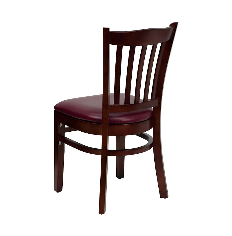 Emma+Oliver Vertical Slat Back Wooden Restaurant Dining Chair